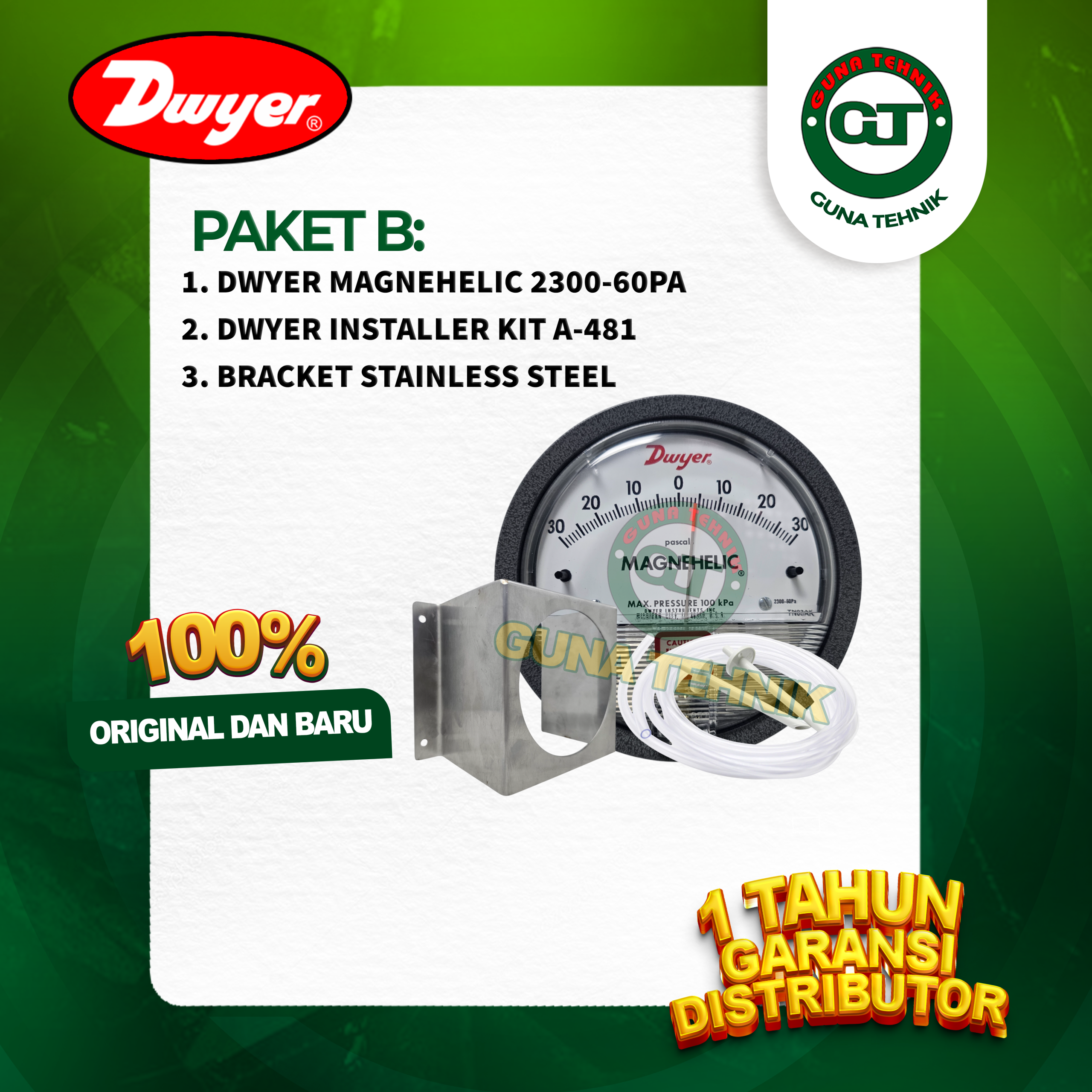 Paket B Dwyer Magnehelic 30 0 30 Ruang Isolasi (2300-60 pa)