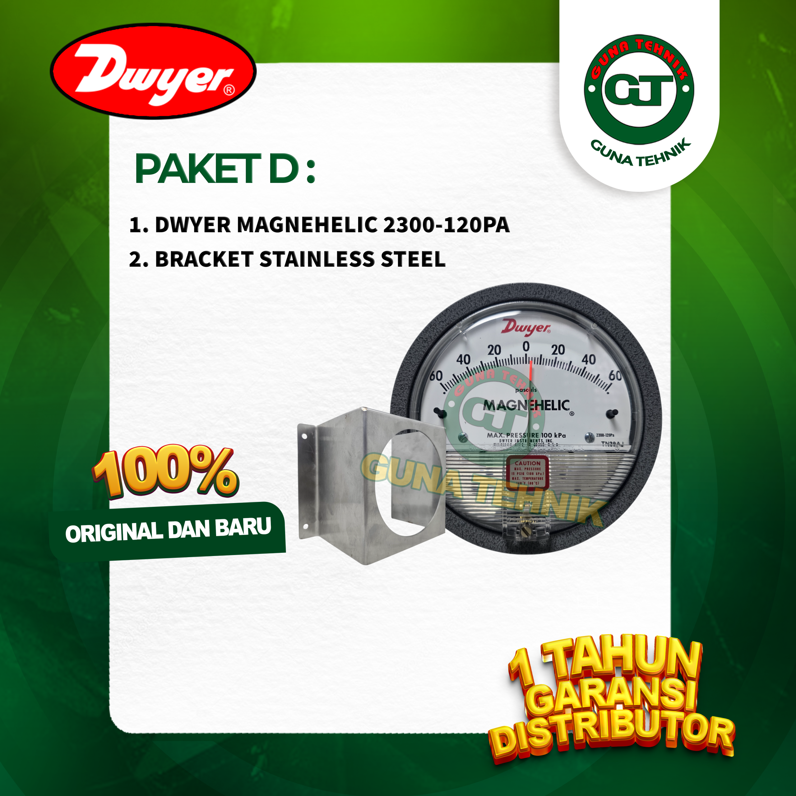 Paket D Dwyer Magnehelic 60 0 60 Ruang Isolasi (2300-120 pa)